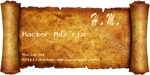 Hacker Mária névjegykártya